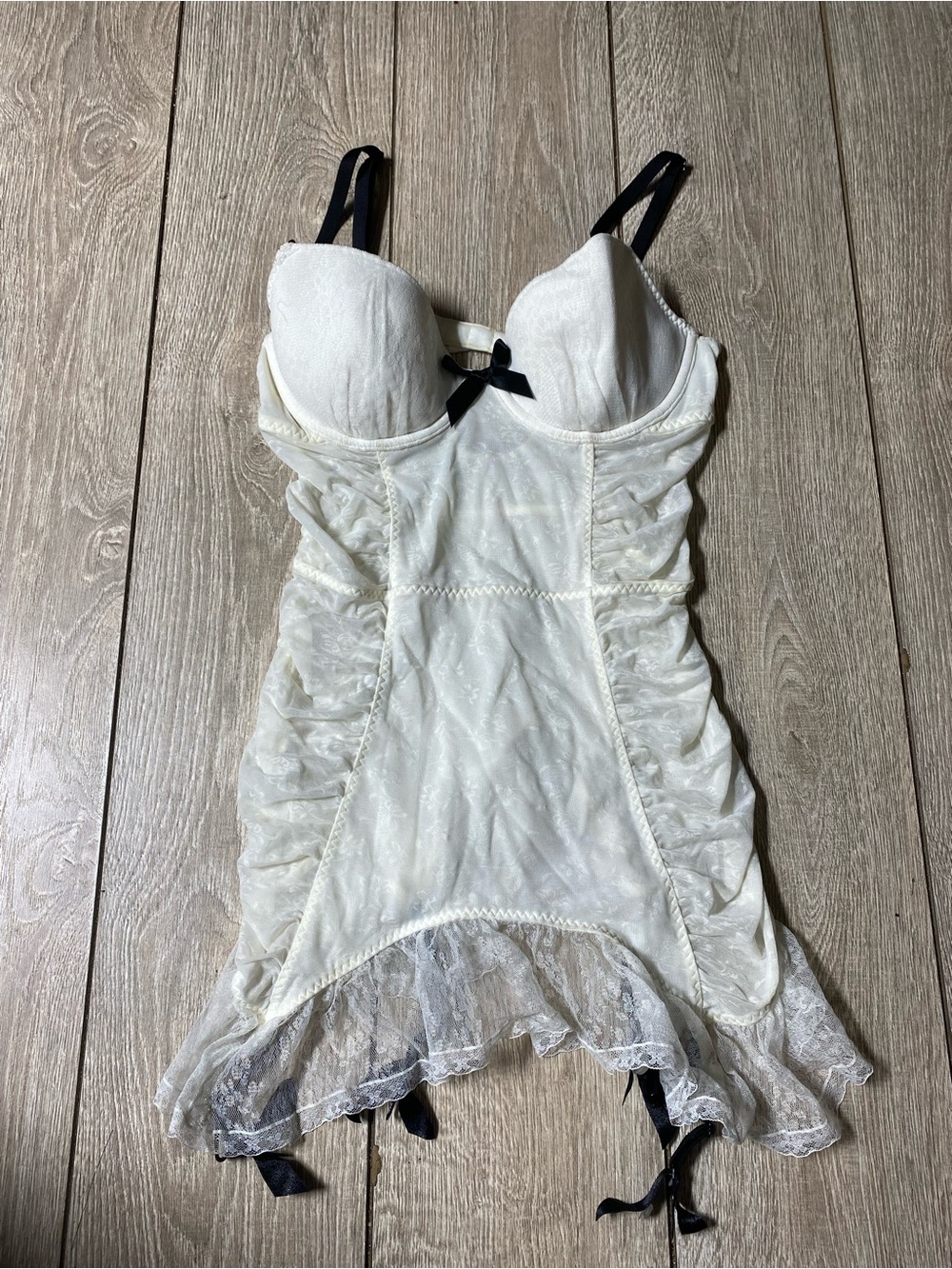 VTG Victoria's Secret Sexy Little Things White Corset Slip Garter Dress 34C
